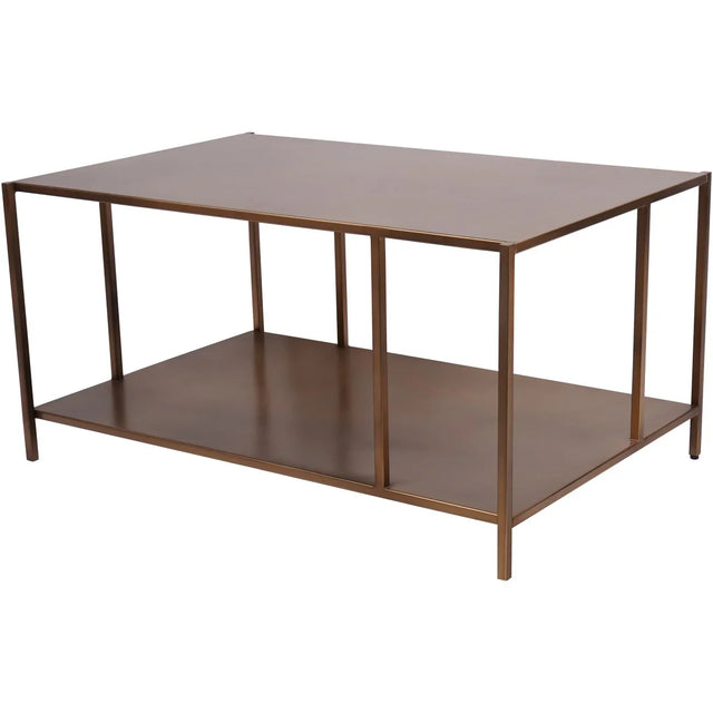 Brushed champagne metal coffee table with lower shelf | Home Centre Direct UK