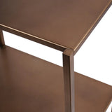 Brushed champagne table corner with smooth metallic finish