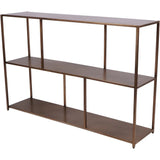 Brushed champagne metal console table with open shelving | Home Centre Direct UK