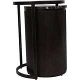 Black nesting side tables with ribbed cylindrical base.