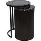 Black nesting side tables with glass and marble tops | Home Centre Direct UK