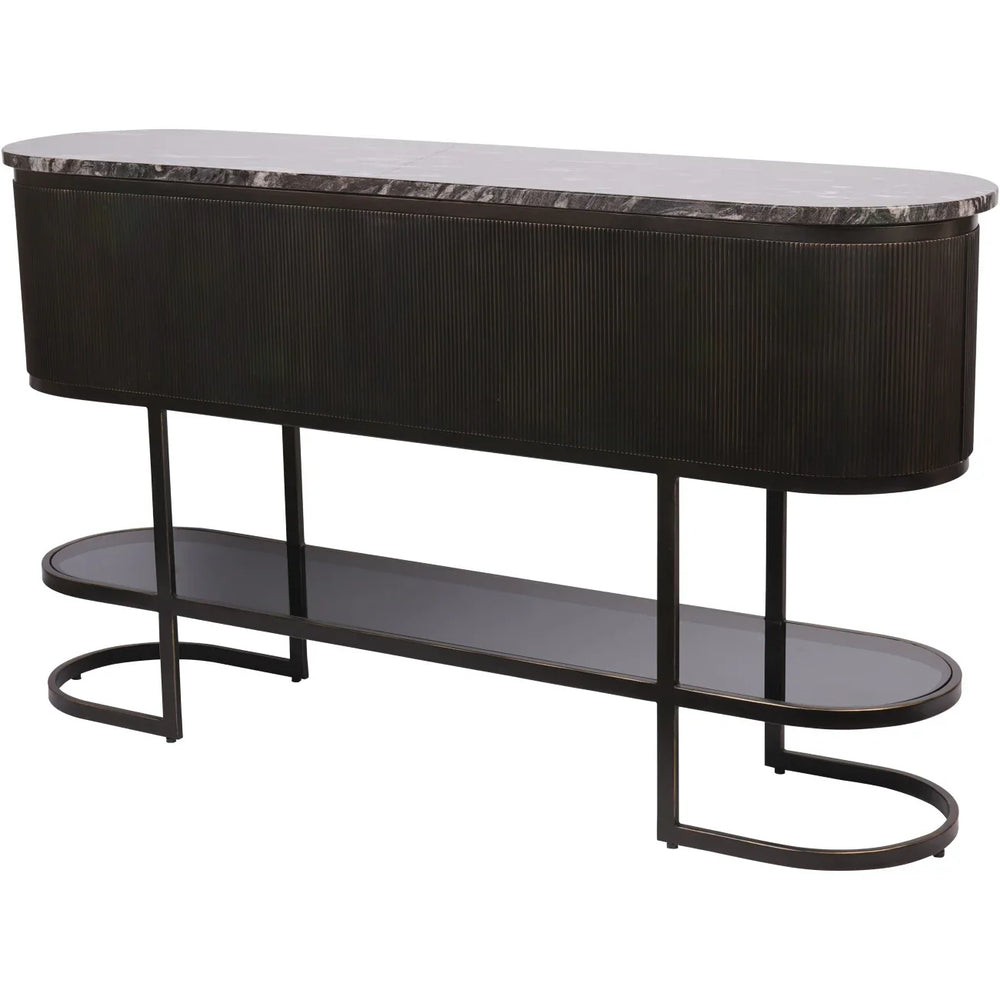 Black console table with marble top and glass shelf | Home Centre Direct UK
