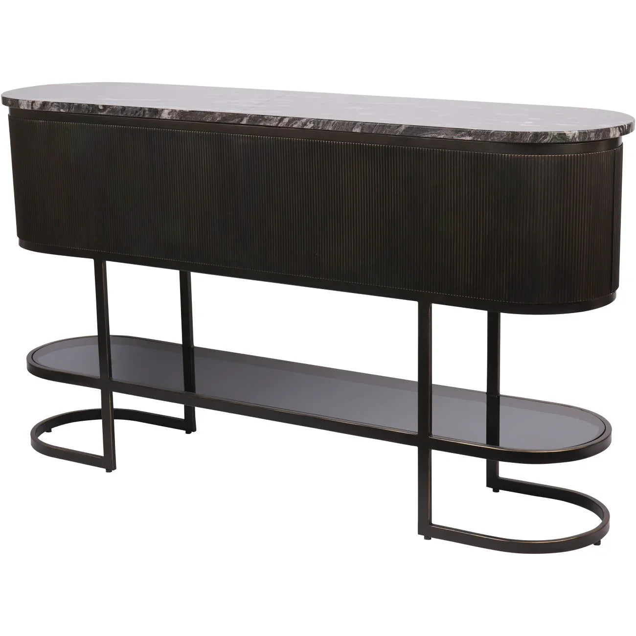 Black console table with marble top and glass shelf | Home Centre Direct UK
