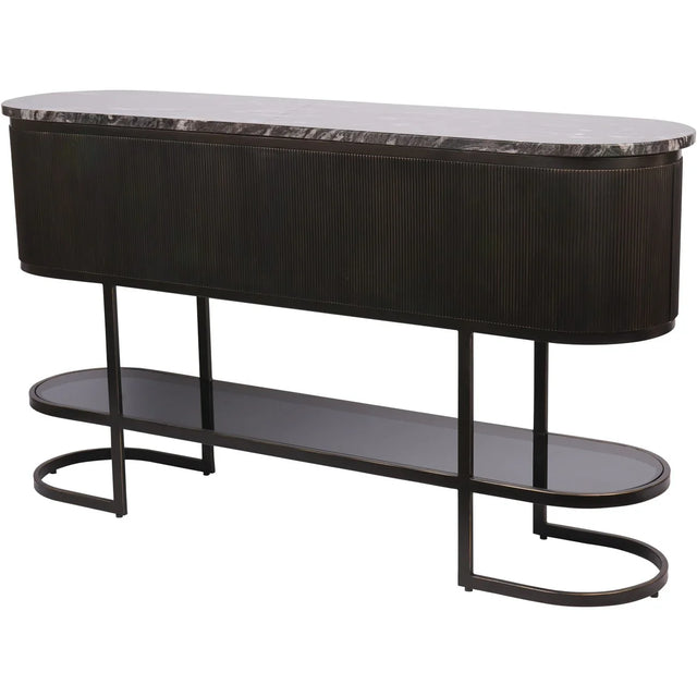 Black console table with marble top and glass shelf | Home Centre Direct UK