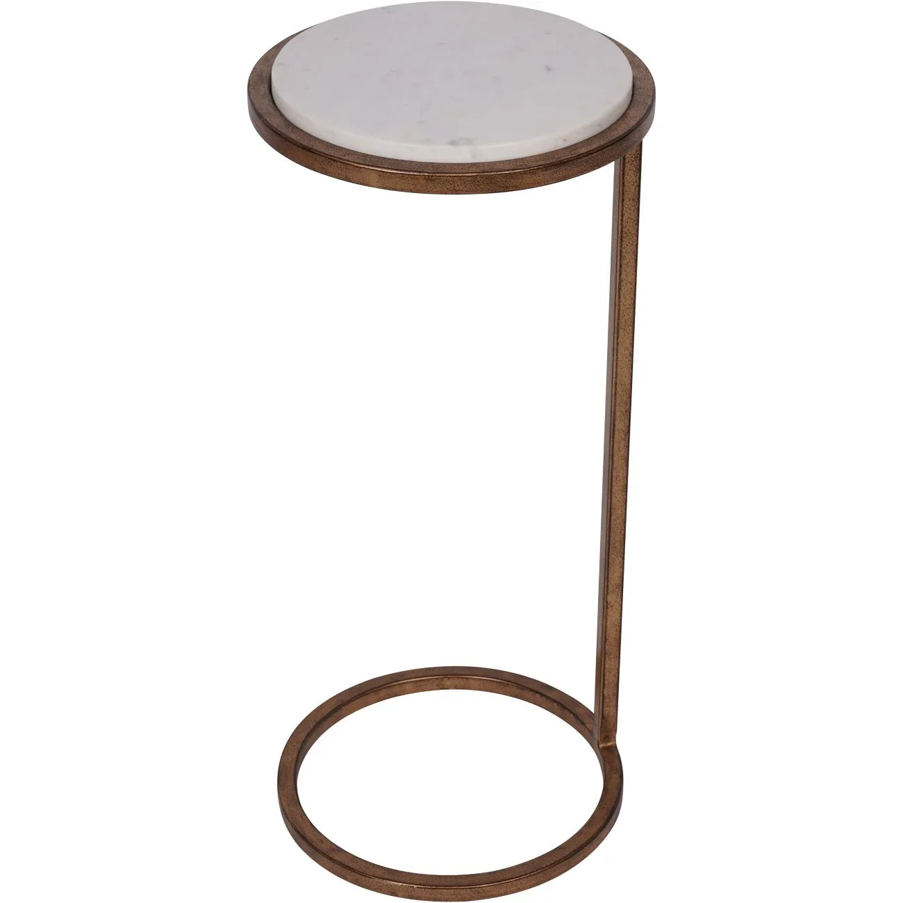 White marble top accent table with bronze metal frame | Home Centre Direct UK
