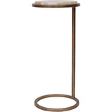 Bronze metal frame accent table with green onyx top.