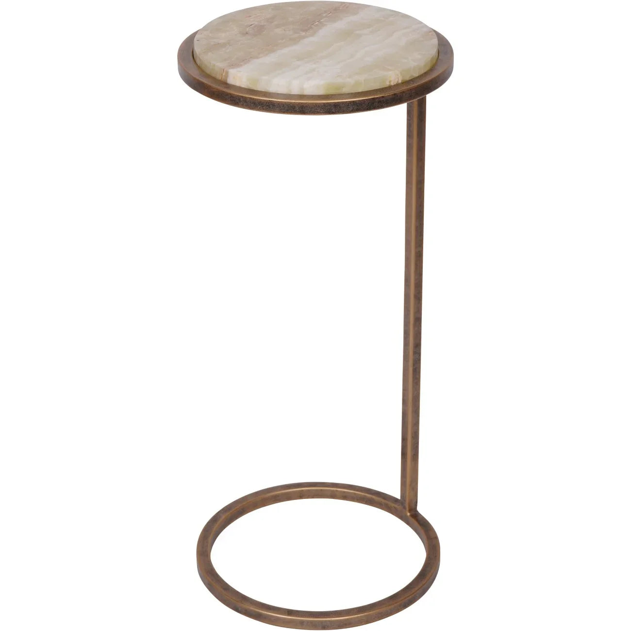Bronze metal accent table with round green onyx top | Home Centre Direct UK