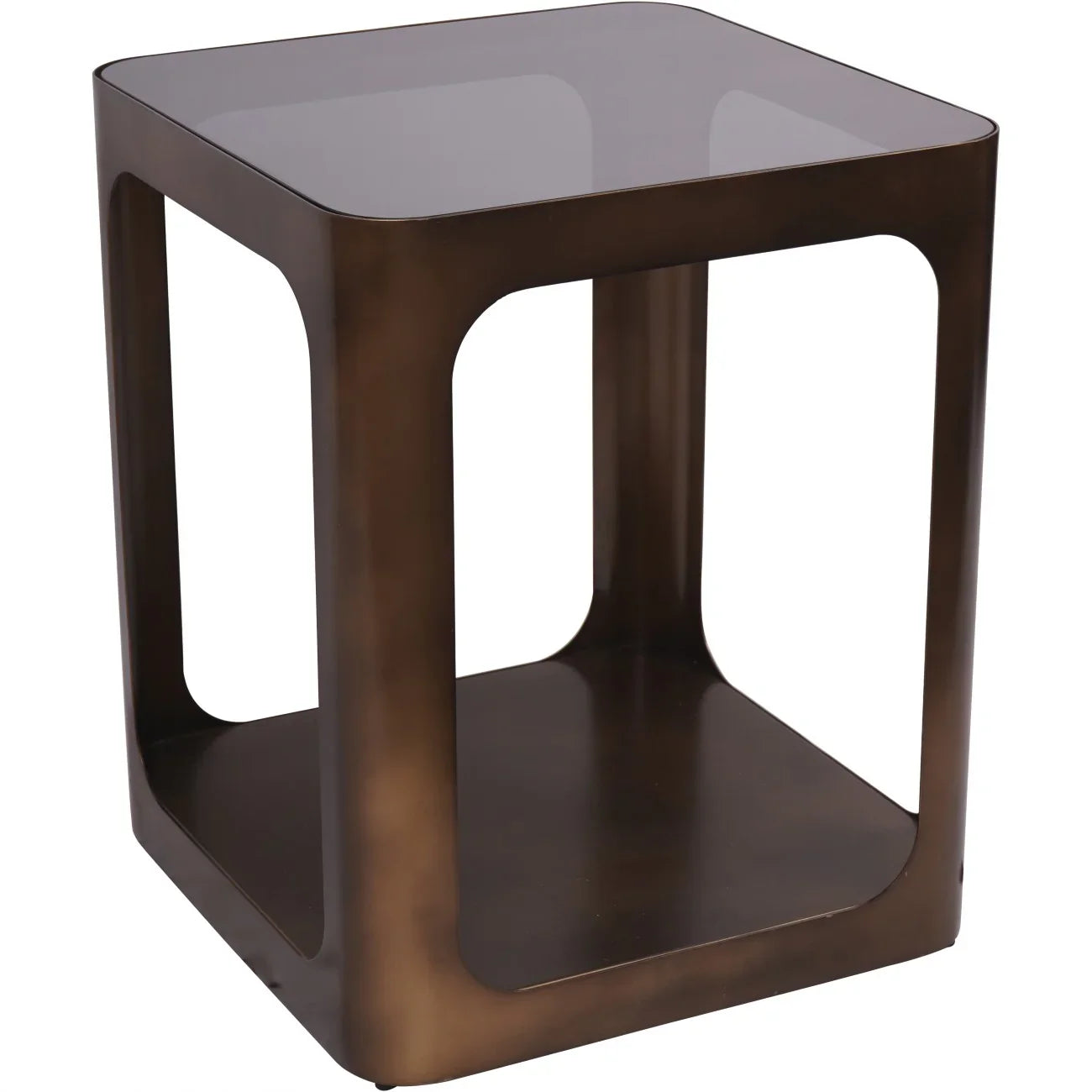 Brown metal side table with a glass top | Home Centre Direct UK