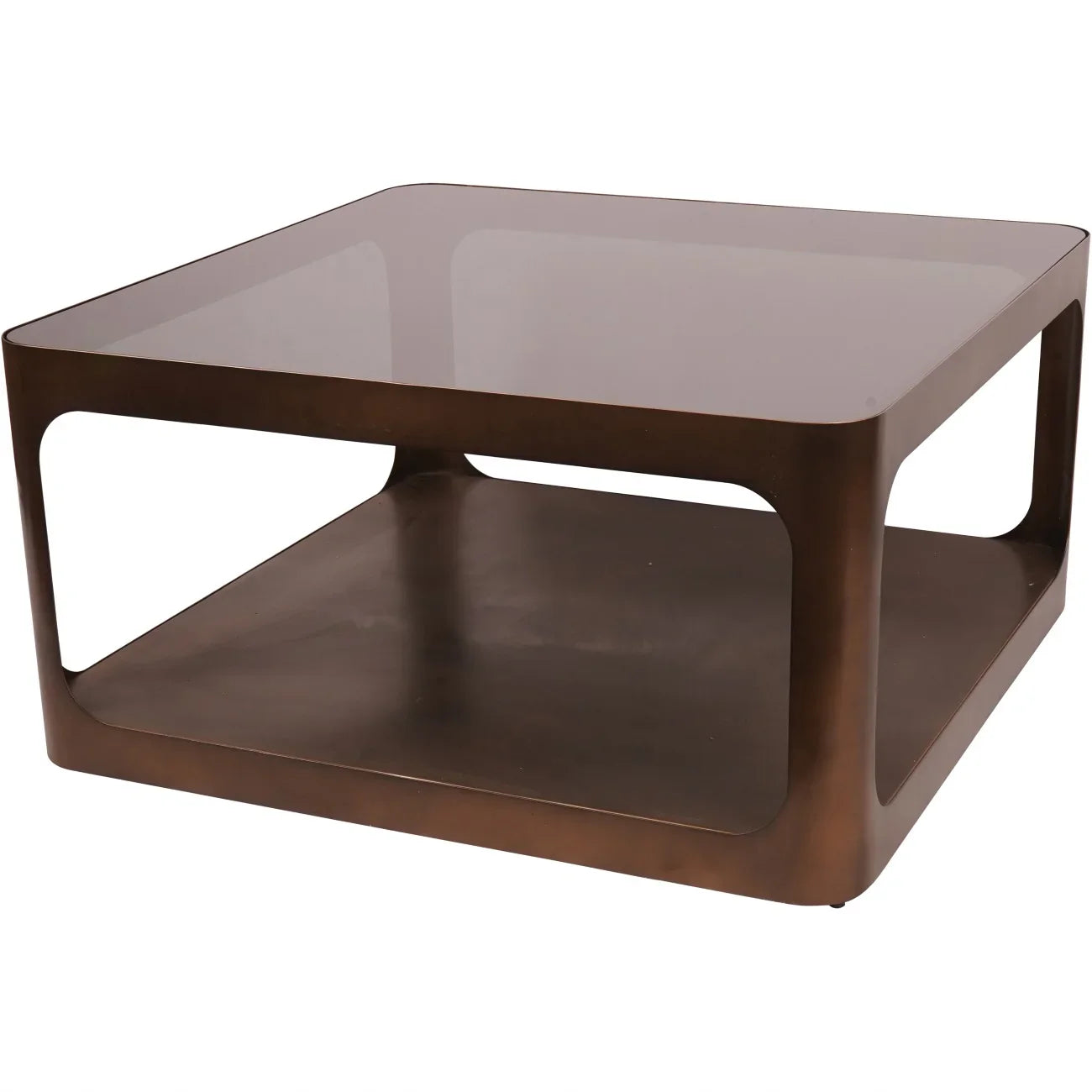 Bronze metal square coffee table with glass top | Home Centre Direct UK