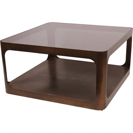 Bronze metal square coffee table with glass top | Home Centre Direct UK