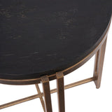 Black sandblasted wood top with champagne metal frame detail.