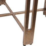 Champagne metal frame detail with sandblasted texture.