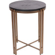 Black round wood top side table with champagne metal frame | Home Centre Direct UK