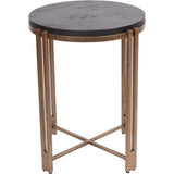 Black round wood top side table with champagne metal frame | Home Centre Direct UK