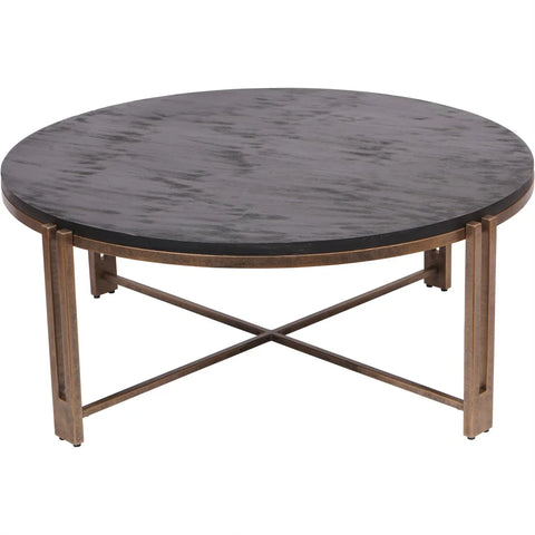 Black wood coffee table with champagne metal frame | Home Centre Direct UK