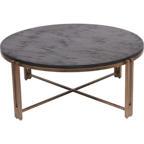 Black wood coffee table with champagne metal frame | Home Centre Direct UK