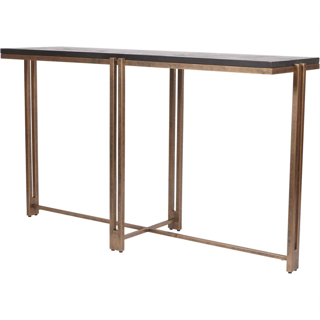 Black wood console table with champagne metal frame | Home Centre Direct UK