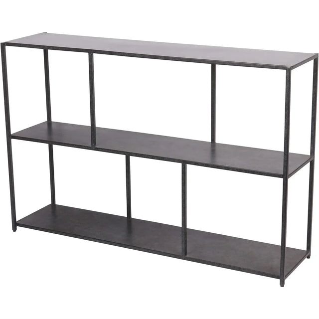 Mottled black console table with open shelving | Home Centre Direct UK