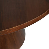 Dark wood dining table edge with smooth, polished finish.