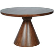 Dark wood round dining table with conical base | Home Centre Direct UK