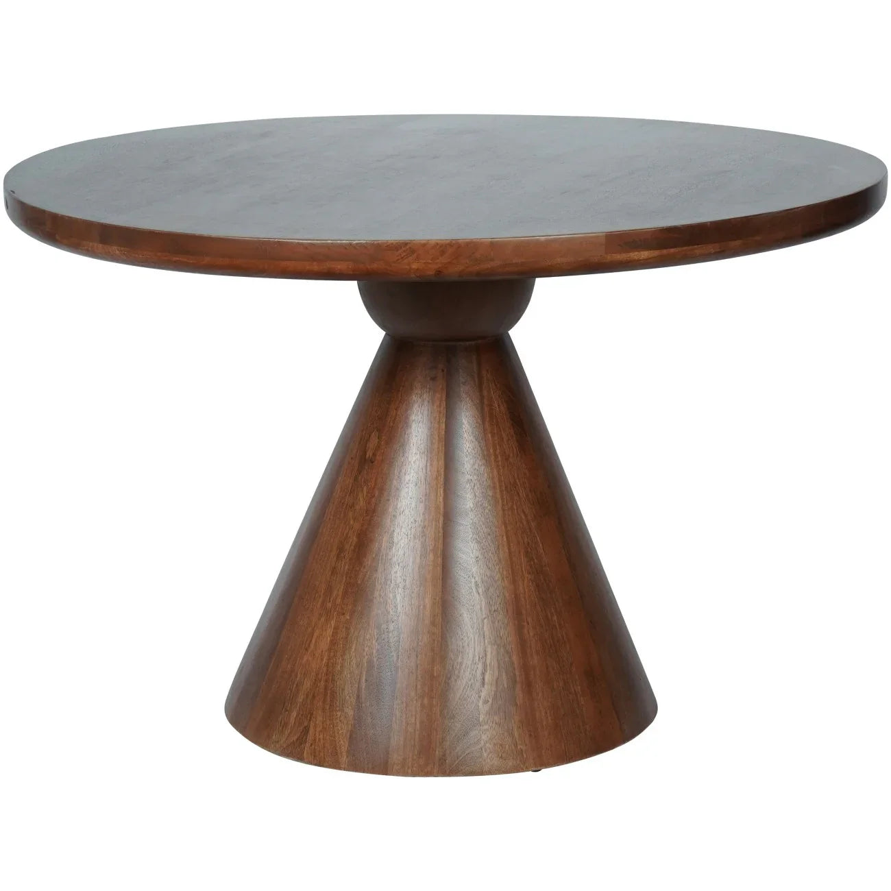 Dark wood round dining table with conical base | Home Centre Direct UK