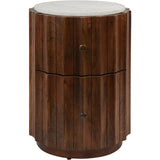 Brown wooden bedside with marble top and two drawers | Home Centre Direct UK
