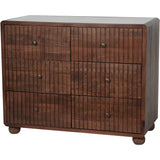 Brown wooden chest with six drawers and a marble top | Home Centre Direct UK