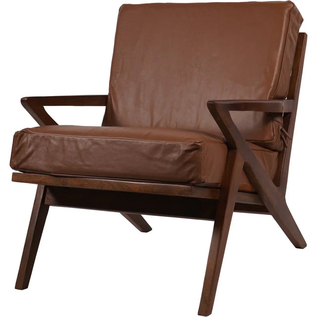 Brown leather armchair with wooden frame | Home Centre Direct UK