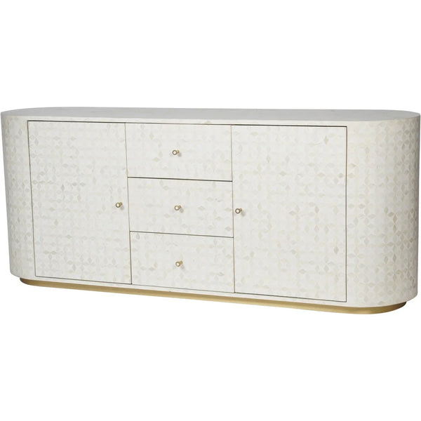 Cream bone inlay sideboard with geometric pattern | Home Centre Direct UK