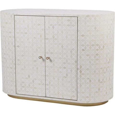 Cream bone inlay cabinet with geometric pattern | Home Centre Direct UK