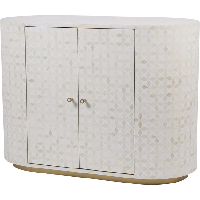 Cream bone inlay cabinet with geometric pattern | Home Centre Direct UK