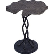 Dark cast aluminium side table with leaf-shaped top | Home Centre Direct UK
