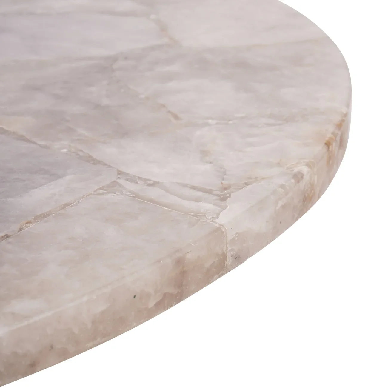 Smokey quartz tabletop with smooth, polished surface detail