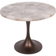 Smokey quartz round side table with bronze pedestal base | Home Centre Direct UK
