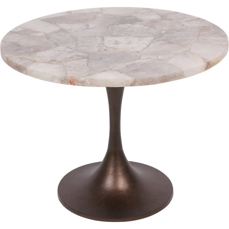 Smokey quartz round side table with bronze pedestal base | Home Centre Direct UK
