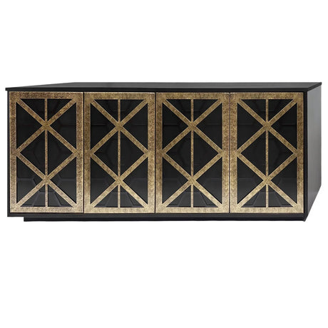 Black sideboard with gold fretwork doors | Home Centre Direct UK