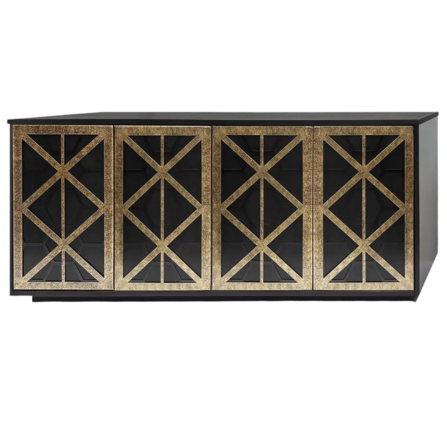 Black sideboard with gold fretwork doors | Home Centre Direct UK