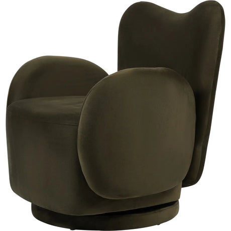 Green velvet swivel chair with curved back and armrests | Home Centre Direct UK