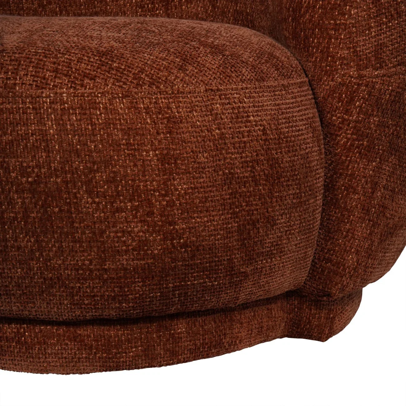 Terracotta sofa fabric with a textured weave pattern.