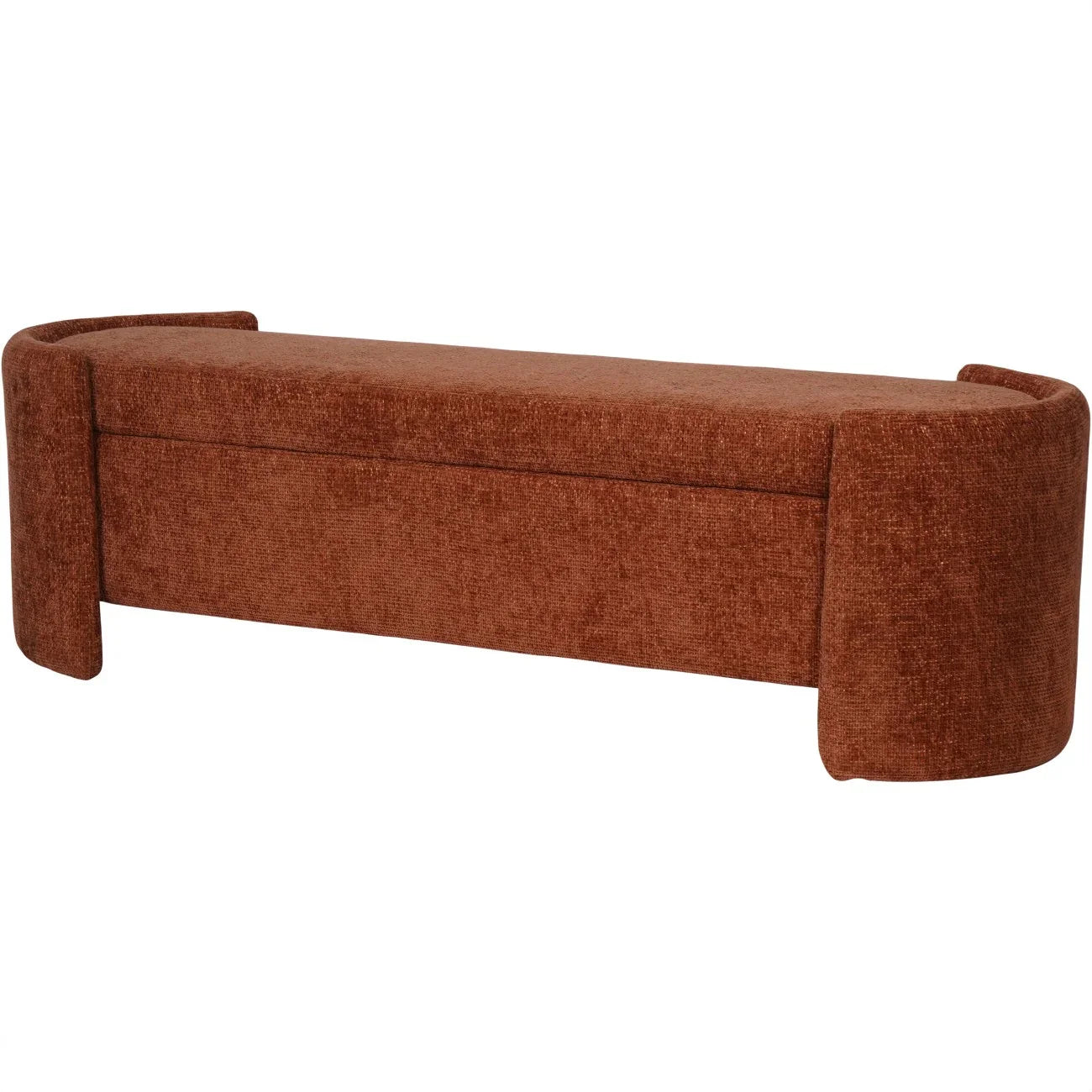 Terracotta fabric storage bench with curved ends | Home Centre Direct UK
