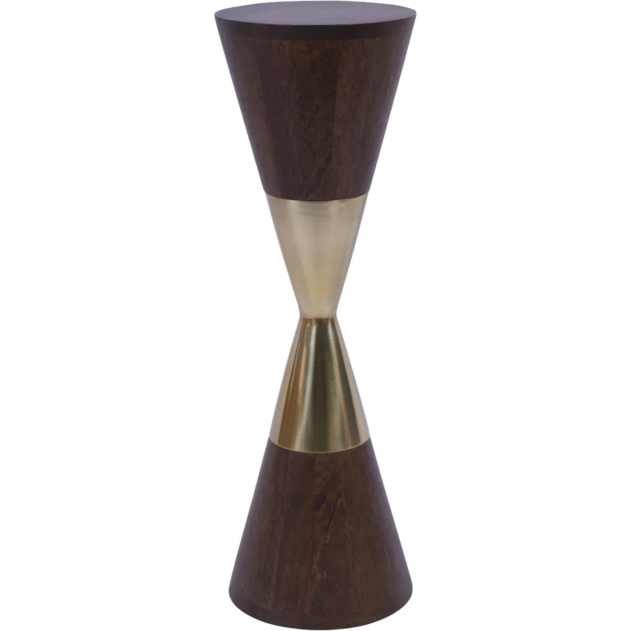 Dark wood and brass hourglass table design | Home Centre Direct UK