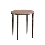 Brown marble round side table with slender metal legs | Home Centre Direct UK