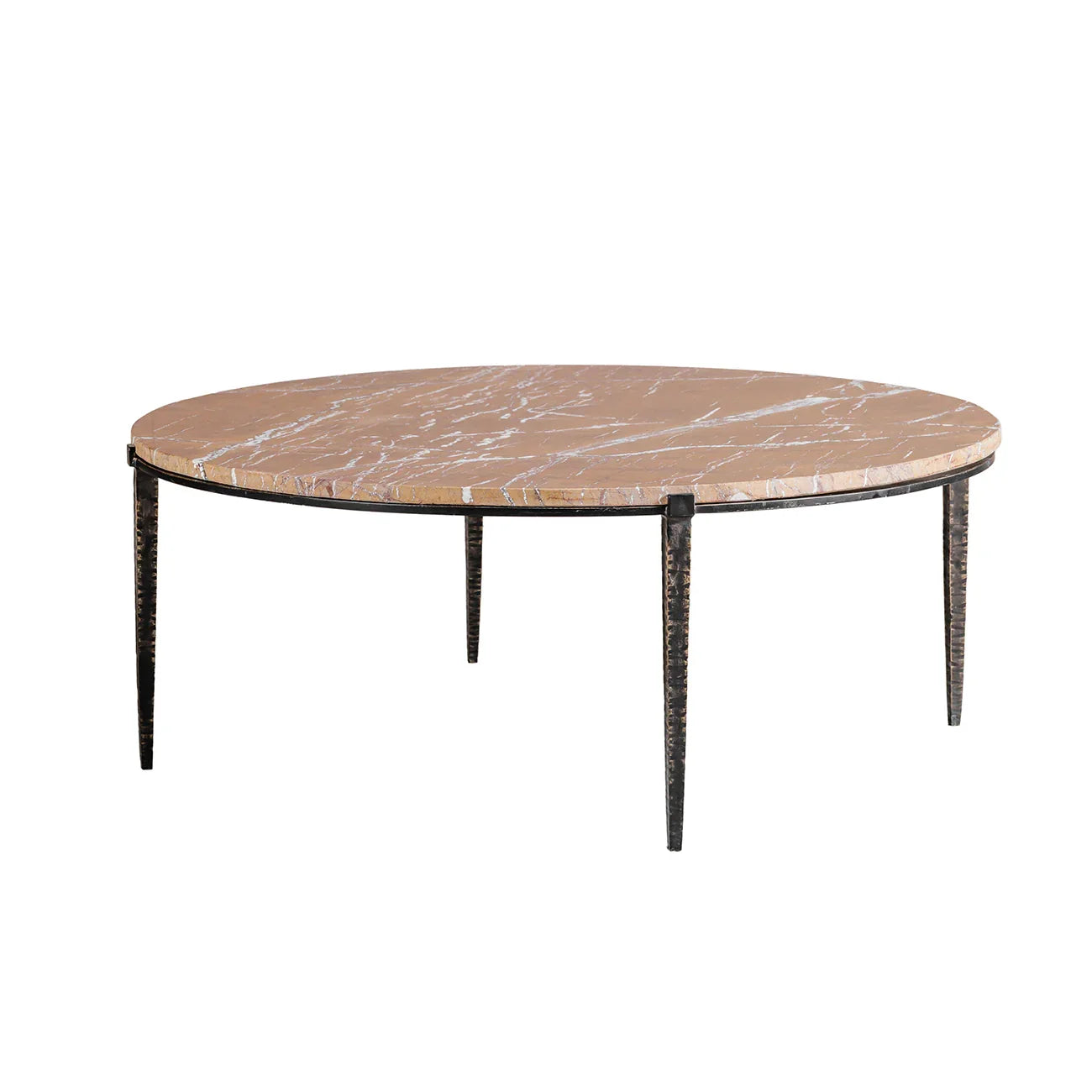 Brown marble round coffee table with sleek metal legs | Home Centre Direct UK