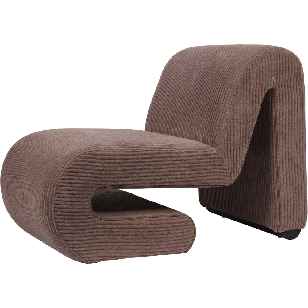 Mid brown corduroy chair with curved design | Home Centre Direct UK