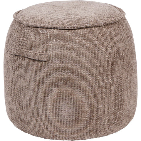 Brown textured fabric stool with subtle woven detail.