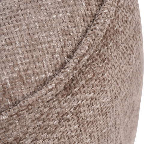 Beige fabric stool showcasing textured weave detail.