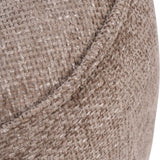 Beige fabric stool showcasing textured weave detail.