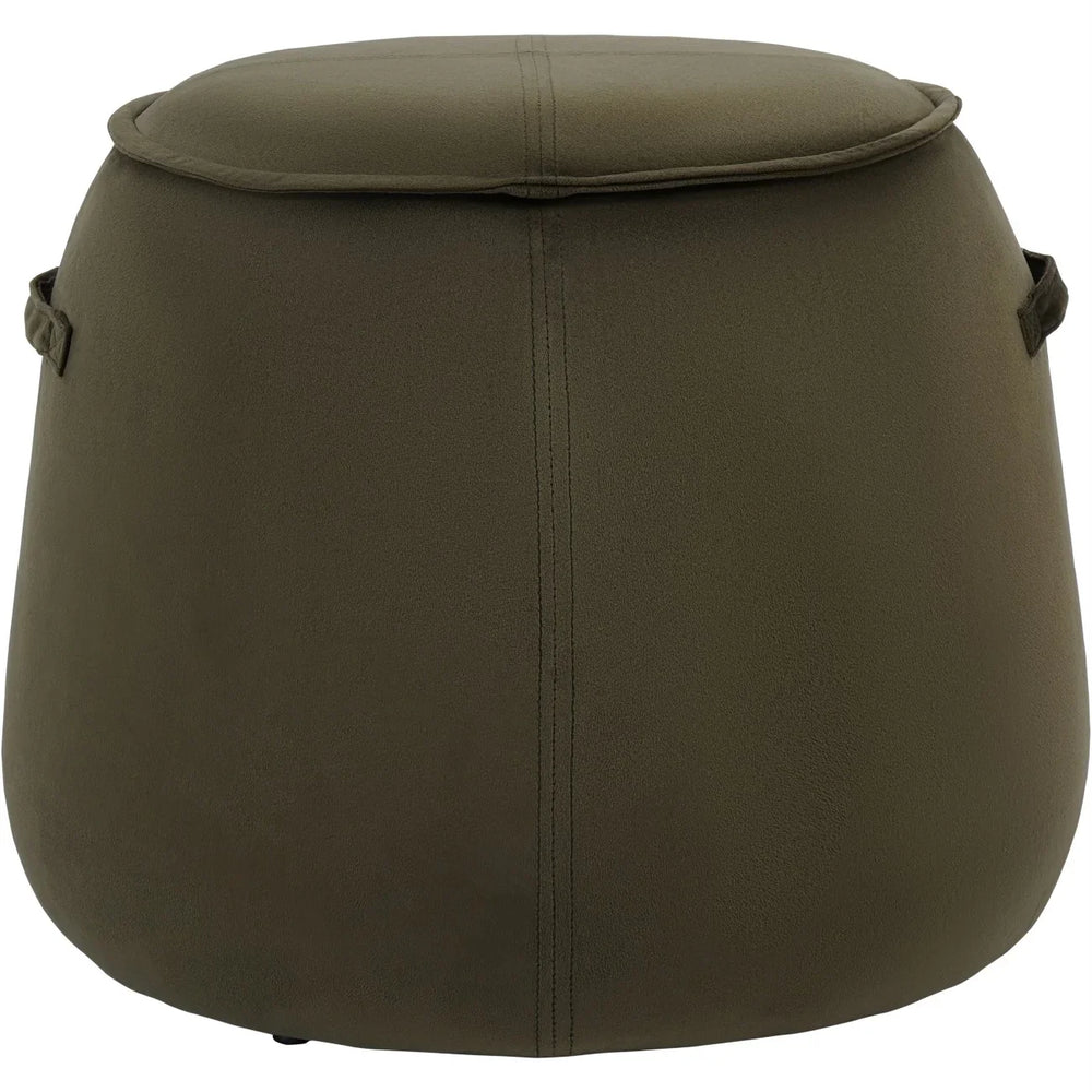 Green velvet stool with smooth, rounded design | Home Centre Direct UK