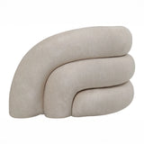 Cream sofa with curved, layered backrest design.
