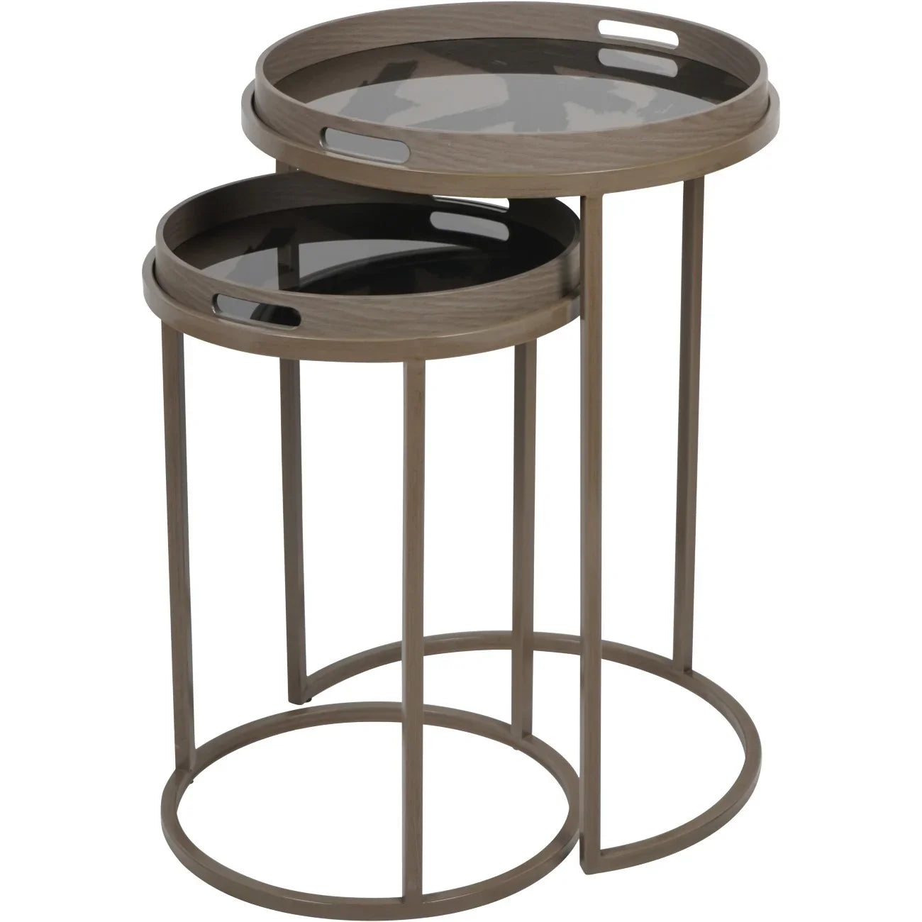Taupe nested tray tables with sleek metal legs | Home Centre Direct UK